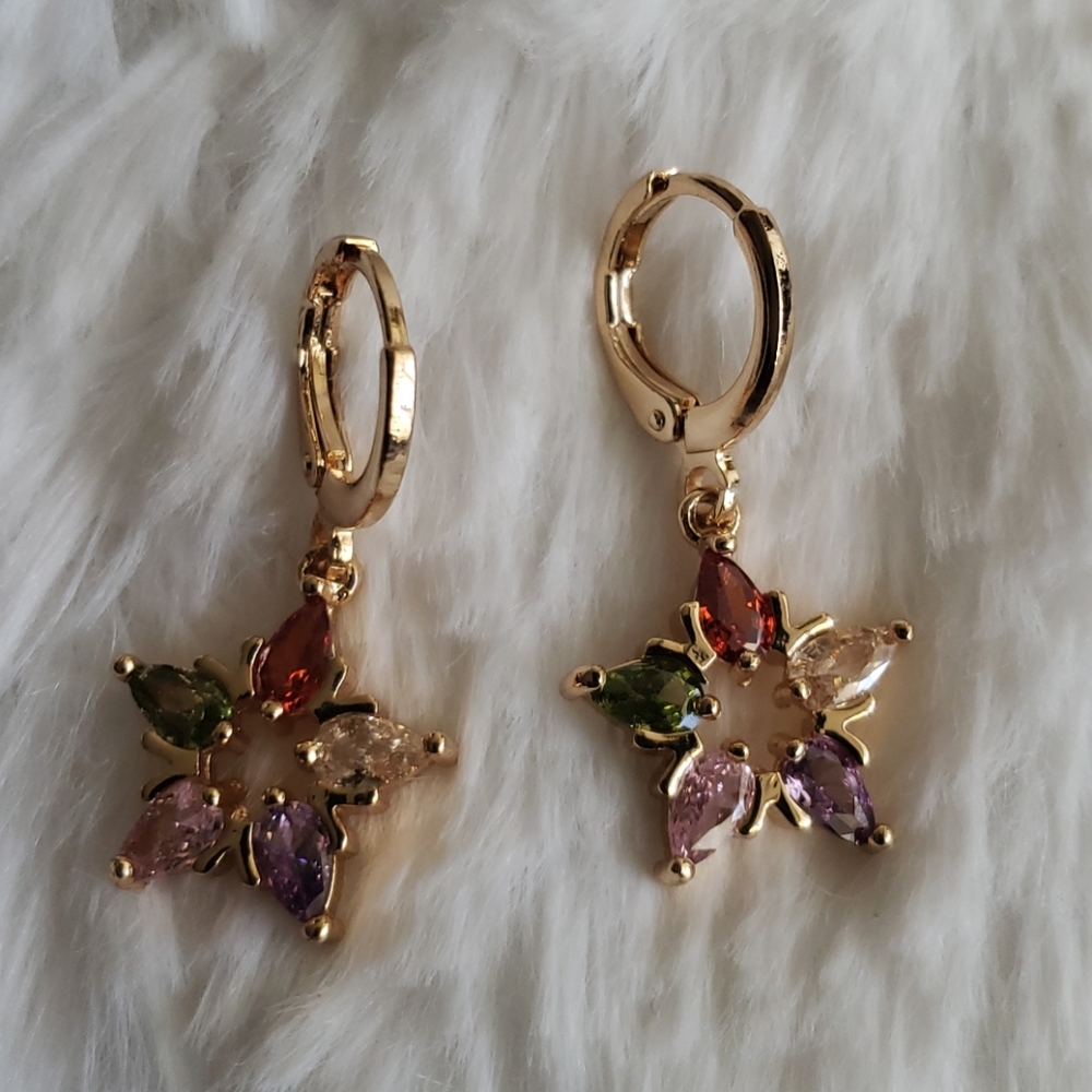 18K Yellow gold-filled topaz zircon earring